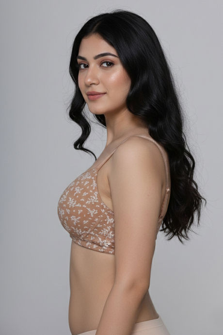 Zivame Padded Non Wired 3/4th Coverage Tshirt Bra - Skin Bouquet — image 4